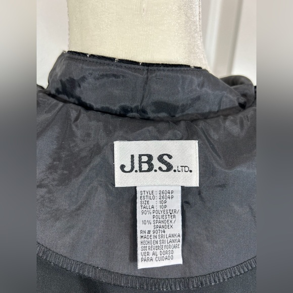 Black Velvet Jacket Blazer Silver Metallic Womens Evening Formal SZ 10P - Picture 12 of 14